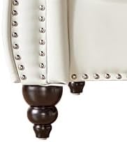 Chesterfield Loveseat Sofa, Modern Leather Small Sofa Couch 2 Seater with Rolled Arms and Nailhead, Mid Century Modern Loveseat Couch for Small Spaces Living Room Bedroom Apartment, White