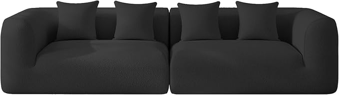 120'' Oversized Sectional Couches for Living Room Boneless Modular Sectional Sofa Plush Chenille Cloud Modular Couch Modern Sectionals with Deep Seat, No Assembly Required, 4 Seater, Black