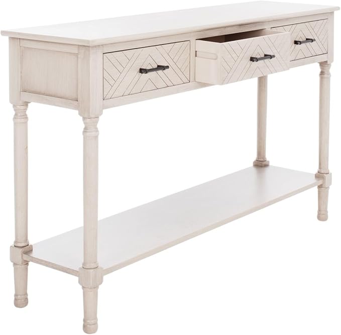 SAFAVIEH Home Collection Peyton Greige 3-Drawer Lower Shelf Console Table CNS5705D