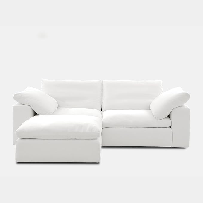 Modular Cloud Sofa, 78.7" Cloud Sectional Couches with Deep Seat,Oversized Loveseat Sofa with Ottoman for Living Room, Modern Comfy Couch with Washable Cover, Wide Armrest (White,1 Ottoman)