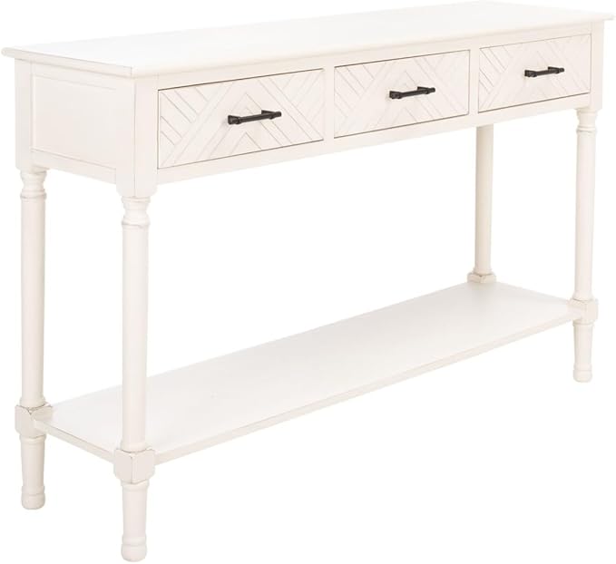 SAFAVIEH Home Collection Peyton Distressed White 3-Drawer Lower Shelf Console Table CNS5705A