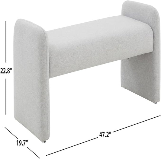 SAFAVIEH Couture Collection Patsy Upholstered Grey Felt Chiclet Rectangular Bench for Entryway, Living Room, Bedroom, Extra Seating