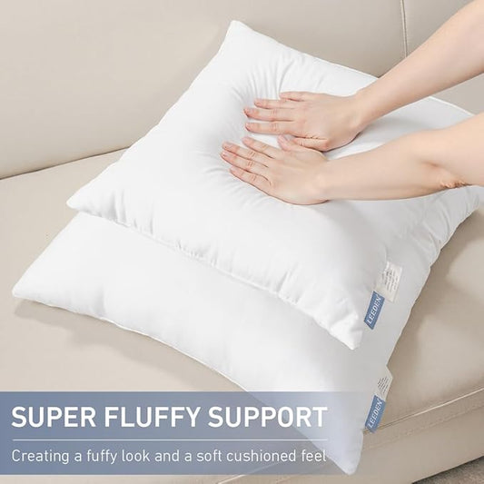 Leeden 26x26 Pillow Inserts, 26 Inch Decorative Throw Pillow Inserts, Soft Fluffy Square Throw Pillows for Couch, Sofa, Bed, and Home Decor White Pillows Pack of 2