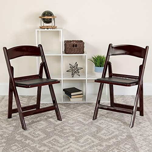 EventStable Titan PRO Resin Folding Chair - Mahogany Indoor/Outdoor Lightweight Folding Chair with Vinyl Padded for Weddings Parties Events - 100 Pack
