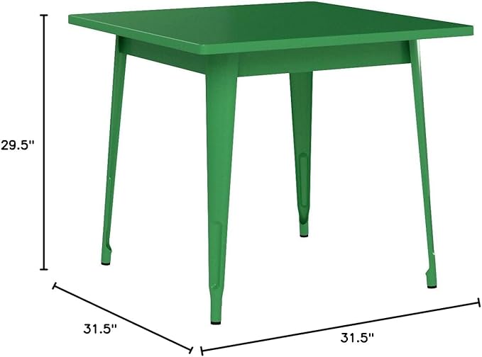 Flash Furniture Felix Commercial Grade 31.5" Square Green Metal Indoor-Outdoor Table
