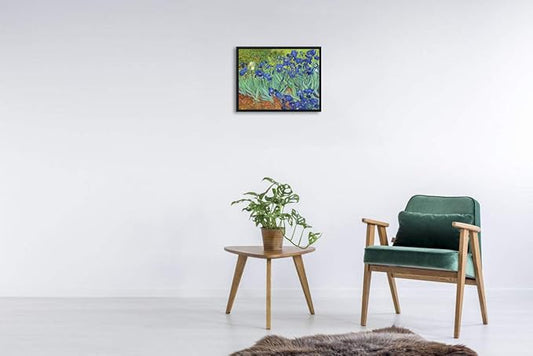 Wieco Art Framed Wall Art Canvas Prints Irises By Van Gogh Famous Flowers Oil Paintings Reproduction Modern Giclee Canvas Prints Artwork Pictures on Canvas Wall Art for Wall Decor Black Frame