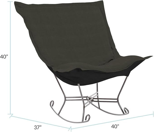 Howard Elliott Scroll Puff Rocker With Cover, Titanium Frame, Sterling Charcoal, 40"w x 37"D x 40"H