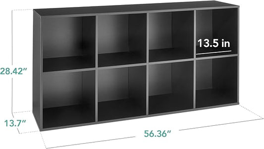 Best Choice Products 8-Cube Storage Organizer, 13.5in Shelf Opening, Bookcase, Display Shelf, Customizable w/ 2 Removable Back Panels – Black