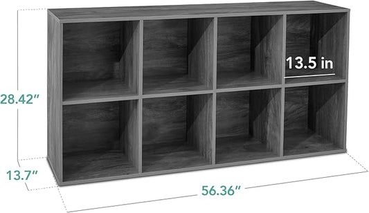 Best Choice Products 8-Cube Storage Organizer, 13.5in Shelf Opening, Bookcase, Display Shelf, Customizable w/ 2 Removable Back Panels – Dark Gray