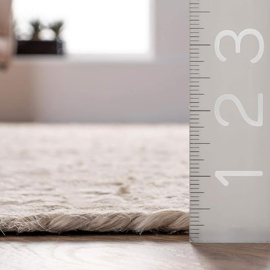 nuLOOM 3x5 Rigo Jute Hand Woven Area Rug, Off White, Solid Farmhouse Design, Natural Fiber, For Bedroom, Living Room, Dining Room, Hallway, Office, Kitchen, Entryway