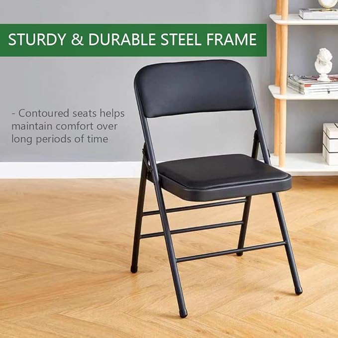 Amazing for less Pack of 2 (Fabric/Vinyl) Steel Frame Metal Foam Padded Folding Chairs (Black, Gray, White) (2-Pack - Fabric White)