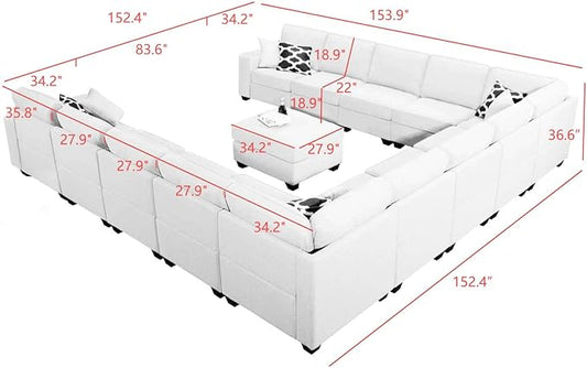 Legend Vansen Modular Sectional Sofa U Shaped Couch with Ottoman Modern Reversible Corner Sectional Couch for Living Room (Dark Grey, U Shaped Sofa-6)