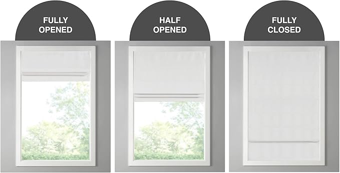 Madison Park Galen Cordless Roman Shade, 39"W x 64"H, Sheen White – Room Darkening, Thermal Insulated, Energy Efficient Window Blind with Subtle Sheen Basketweave Fabric for Privacy