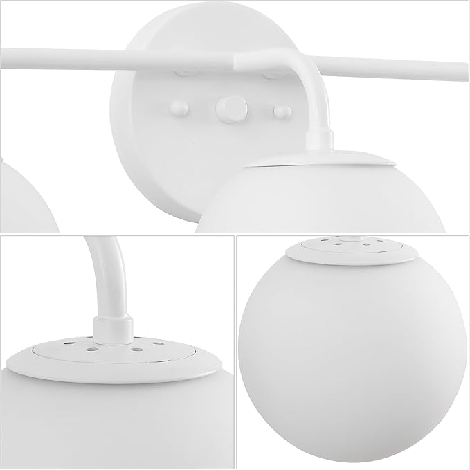 JONATHAN Y JYL3536D Louis Parisian Globe 25" 3-Light Metal/Frosted Glass Modern Contemporary LED Vanity Light Midcentury, Glam, Transitional, Bathroom, Powder Room, Dressing Room, Bedroom, White