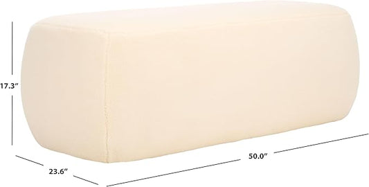 SAFAVIEH Home Collection Whitley Cream Faux Shearling Rectangular Ottoman (Fully Assembled)
