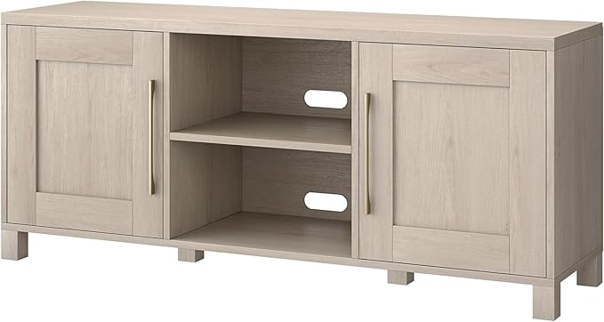 Henn&Hart Rectangular TV Stand for TV's up to 65" in Alder White, for Home, Living Room, Bedroom, Entertainment Room, Office