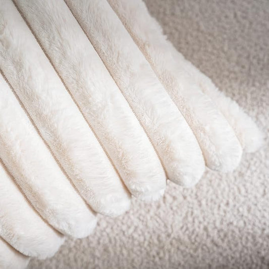 DEELAND Pack of 2 Faux Fur Plush Decorative Throw Pillow Covers Fuzzy Striped Soft Pillowcase Cushion Covers for Sofa Couch Bedroom 20x20 inch
