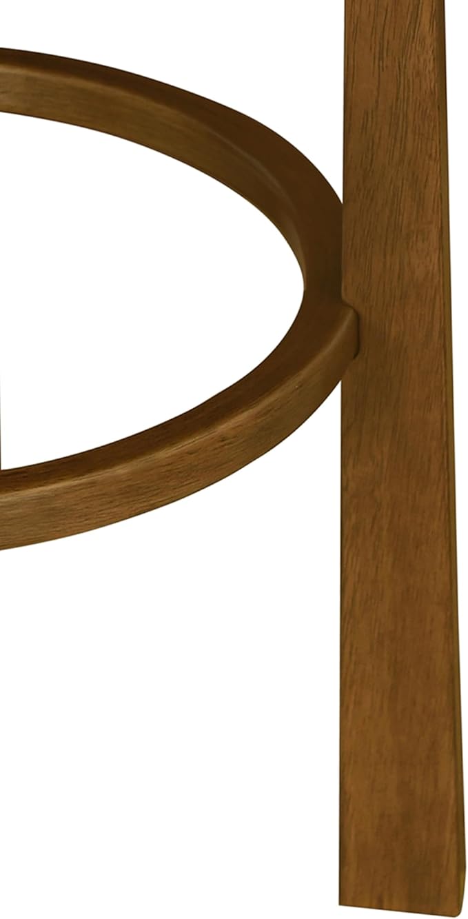 Christopher Knight Home Lera Modern Counter Height Bar Stools Set of 4, Fabric Round Stool Chair for Kitchen Island, Wooden Dining Room Chair, Upholstered Counter Stool with Footrest,Dark Walnut+Ivory
