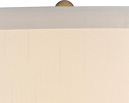 Possini Euro Design Karen Modern Table Lamp 37 1/2" Tall with Clear Square Riser Dark Gold Glass Column Off White Fabric Drum Shade for Bedroom Living Room House Bedside Nightstand Office Entryway