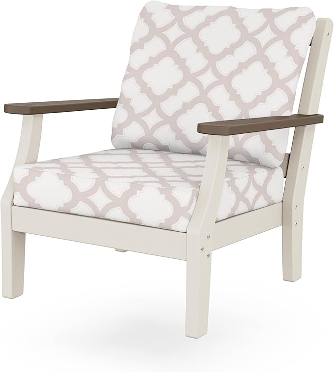Martha Stewart by POLYWOOD® Chinoiserie Deep Seating Chair in Sand/Kona/Trellis Dune Burlap