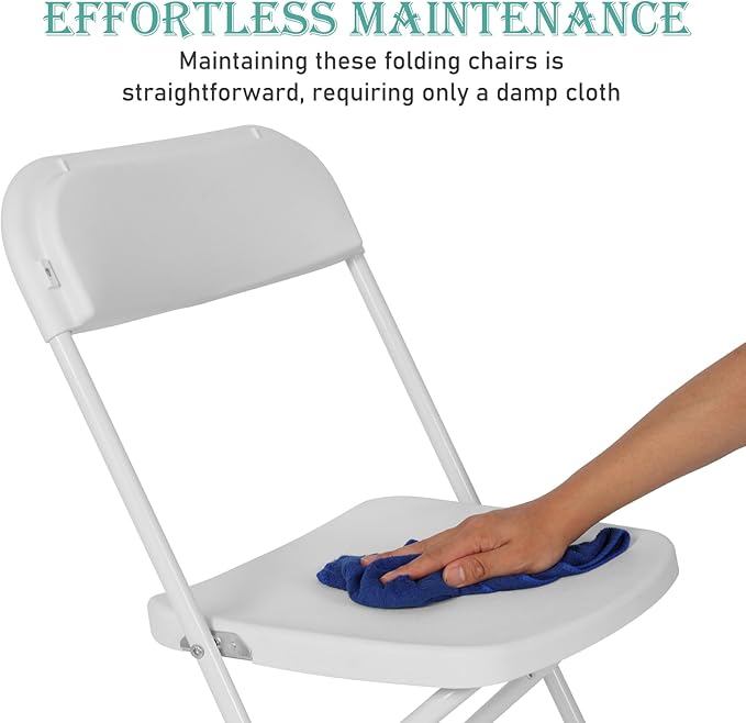 20 Pack White Plastic Folding Chairs Portable Stackable Commercial Party Folding Chairs with Steel Frame 350lbs for Home Office Outdoor Indoor Office Wedding Party Events