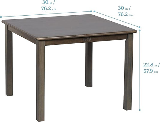 ECR4Kids 30in Square Hardwood Table with 22in Legs, Kids Furniture, Grey Wash