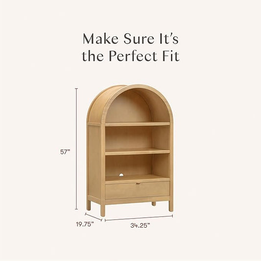 Babyletto Bondi Bookcase | Space-Saving Storage for Small Rooms, Kids Bedroom & Living Room | GREENGUARD Gold Certified Book Case | Assembled Wooden Book Shelf with Adjustable Shelf & Drawer - Honey