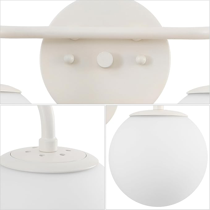 JONATHAN Y JYL3535C Louis Parisian Globe 15" 2-Light Metal/Frosted Glass Modern Contemporary LED Vanity Light Midcentury, Glam, Transitional, Bathroom, Powder Room, Dressing Room, Bedroom, Almond