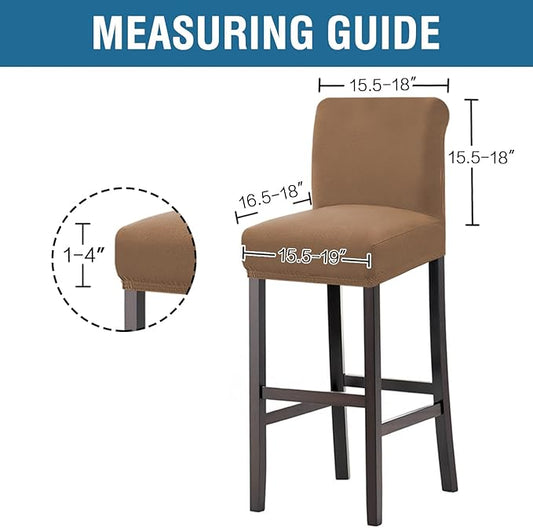 H.VERSAILTEX 100% Waterproof Bar Stool Cover Stretch Counter Stool Pub Chair Slipcover for Dining Room Removable Soft Thick Solid Fleece Fabric Bar Stool Slipcovers Set of 2, Sand