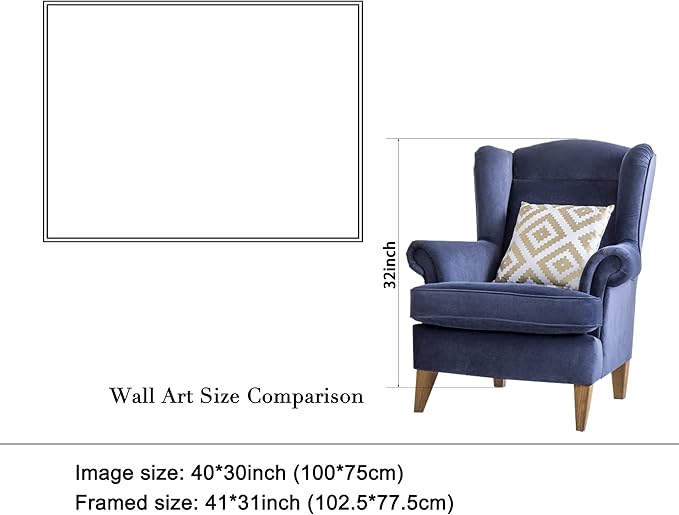 Wieco Art Large Framed Art Giclee Canvas Prints of Starry Night by Vincent Van Gogh Paintings Reproduction Post-Impressionism Artwork for Living Room Home Bedroom Decorations, 40x30inch (Framed)