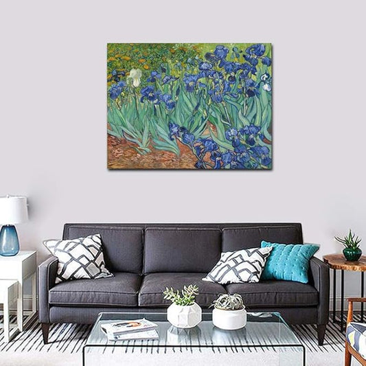 Wieco Art Irises Extra Large Modern Gallery Wrapped Floral Giclee Canvas Prints By Van Gogh Famous Flowers Oil Paintings Reproduction Artwork Pictures on Canvas Wall Art