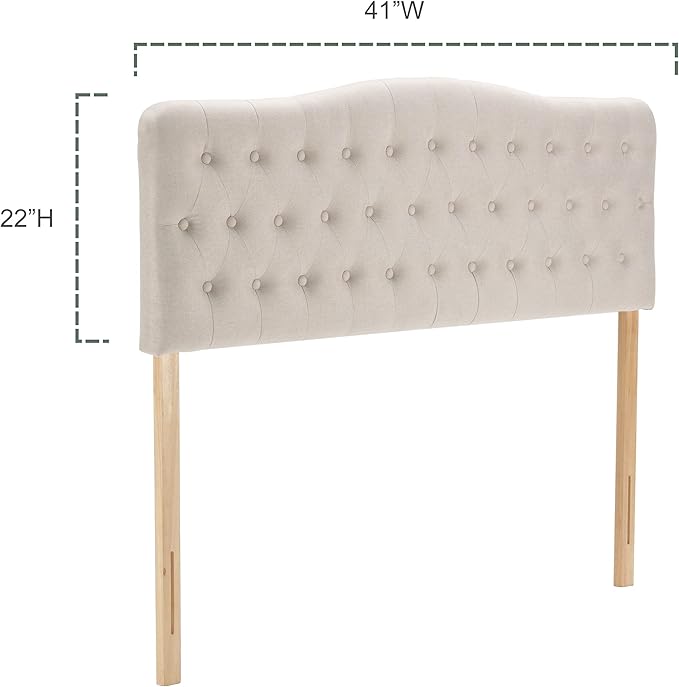 Upholstered Twin Headboard, Button Diamond Tufted Headboards with Adjustable Height and Solid Wood Leg, Linen Fabric Padded Headboard for Twin Size Bed, Mordern Head Board, Beige