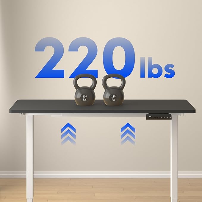 FLEXISPOT E3 Dual Motor Electric Standing Desk 48x30 Inch Whole-Piece Board Height Adjustable Electric Sit Stand Desk (White Frame + Black Desktop, 2 Packages)
