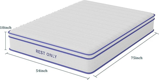 Full Size Mattress 10 Inch, Rest Only Full Mattress in a Box, Medium Firm for Pressure Relief, Memory Foam & Individually Wrapped Coils Pocket Spring for Motion Isolation