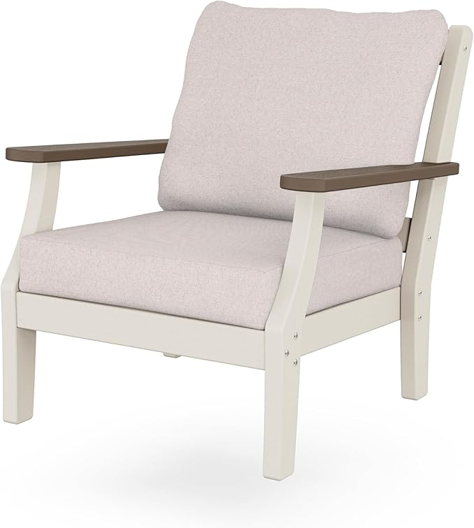 Martha Stewart by POLYWOOD® Chinoiserie Deep Seating Chair in Sand/Kona/Dune Burlap