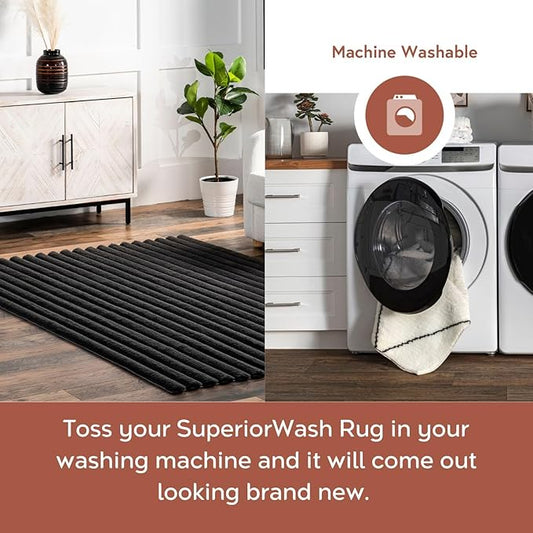 nuLOOM 5' x 8' Cozy Plush Area Rug, Machine Washable, Non-Slip, Soft Fluffy Shag Carpet for Living Room Bedroom Kids Room Nursery Home Decor, Kai Grey