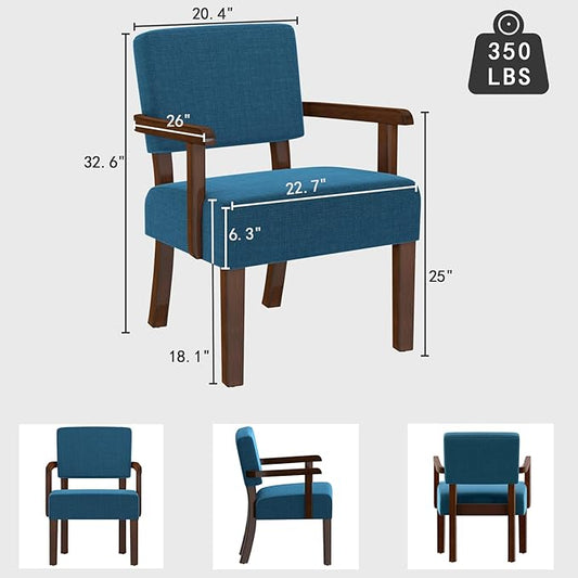 Accent Chair with Wood Frame, Arm Chairs Oversized with Soft Seat and Armrests