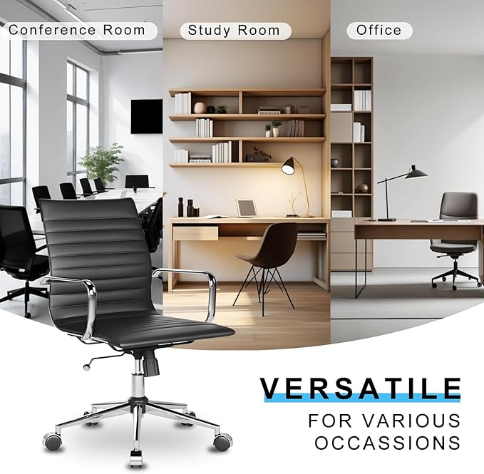 Desk Chair Comfortable Swivel Office Chair with Wheels and Armrests Wide Heavy-Duty Seat for Women and Men 22.83in Ergonomic Chair for Home Office,Black