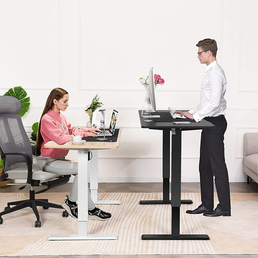 farexon 48 x 24 inch Standing Desk Electric Adjustable Height with Charging Station, Stand up Desk with Ergonomic Workstation, 4 Preset Heights Easy to Set(Oak Grey