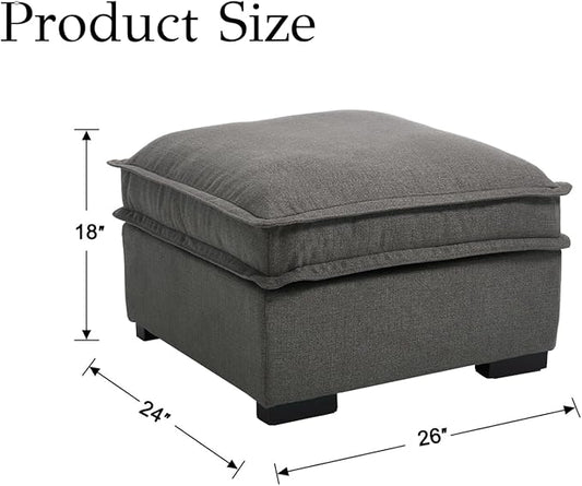 EALSON 26" Modern Module Ottoman for Modular Sectional Sofa Couch Comfy Linen Upholstered Cloud Ottoman for Living Room/Bedroom/Apartment/Office, Grey