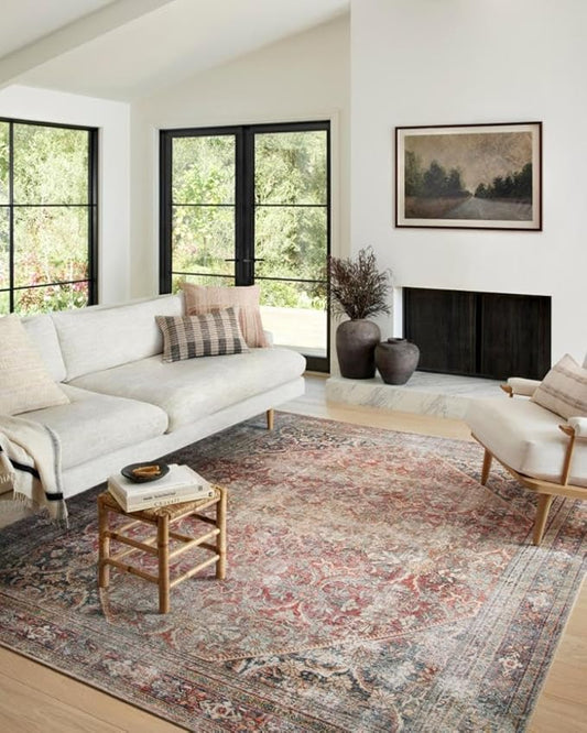Loloi Amber Lewis Georgie Collection GER-01 Red/Navy 5'-0" x 7'-6", .19" Pile Height, Area Rug