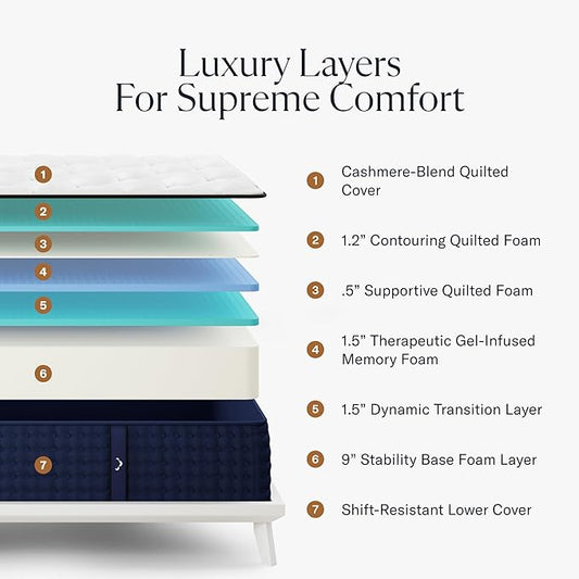 DreamCloud Premier 13" Twin Mattress - Luxury Gel Memory Foam - 365 Night Trial - Premium Pressure-Relieving Layers - Forever Warranty - CertiPUR-US® Certified