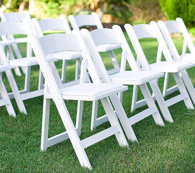 EventStable Titan PRO Resin Folding Chair - White Indoor Outdoor Lightweight Padded Folding Chair for Weddings Parties Events - 100 Pack