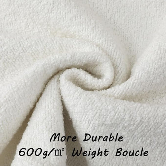 FUTEI Christmas Pack of 2 White Decorative Throw Pillow Covers 24x24 Inch Soft Cozy Solid Boucle Textured European Cushion Case,Modern Home Decor for Couch Bed Living Room