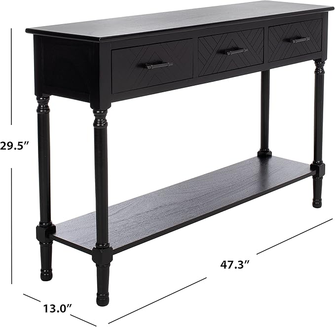 SAFAVIEH Home Collection Peyton Black 3-Drawer Lower Shelf Console Table CNS5705B