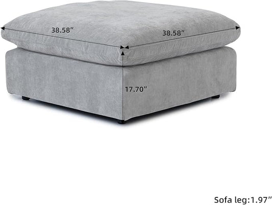 JACH Modular Ottoman Seater for Living Room, Cushion Covers Removable, Minimalist Comfy Footstool, Breathable Ottoman for Living Room Apartment (Light Grey)