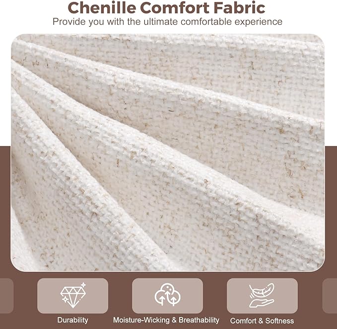 Power Recliner Chair, Swivel Rocker Recliner with USB A/C Charging Ports & Smooth Swivel Motion, Chenille Upholstered Rocking Chair for Nursery,Living Room, Bedroom, 1PC, Cream