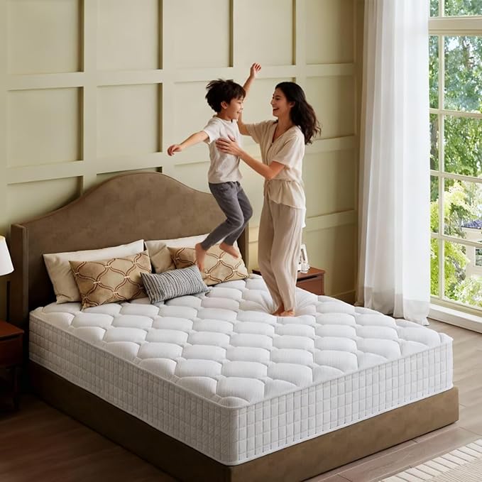Queen Mattress, 12 Inch Hybrid Memory Foam Mattress in a Box, Cooling Gel for Pressure Relief & Back Pain Support, CertiPUR-US Certified, Medium Firm Bed, Fiberglass Free, Breathable Comfort Sleep