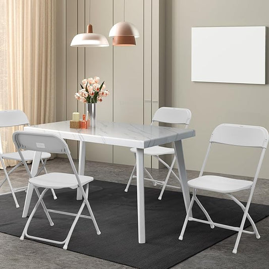 VINGLI 20 Pack White Plastic Folding Chair, Indoor Outdoor Portable Stackable Commercial Seat with Steel Frame 350lb. Capacity for Events Office Wedding Party Picnic Kitchen Dining