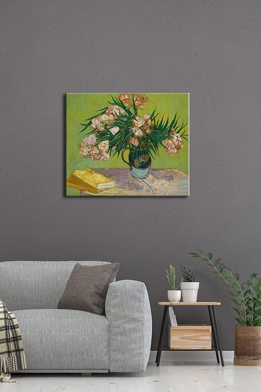 Wieco Art Large Giclee Canvas Prints Wall Art Oleanders 1888 by Van Gogh Famous Floral Oil Paintings Reproduction Modern Gallery Wrapped HD Classic Abstract Flowers Pictures Artwork for Home Decor